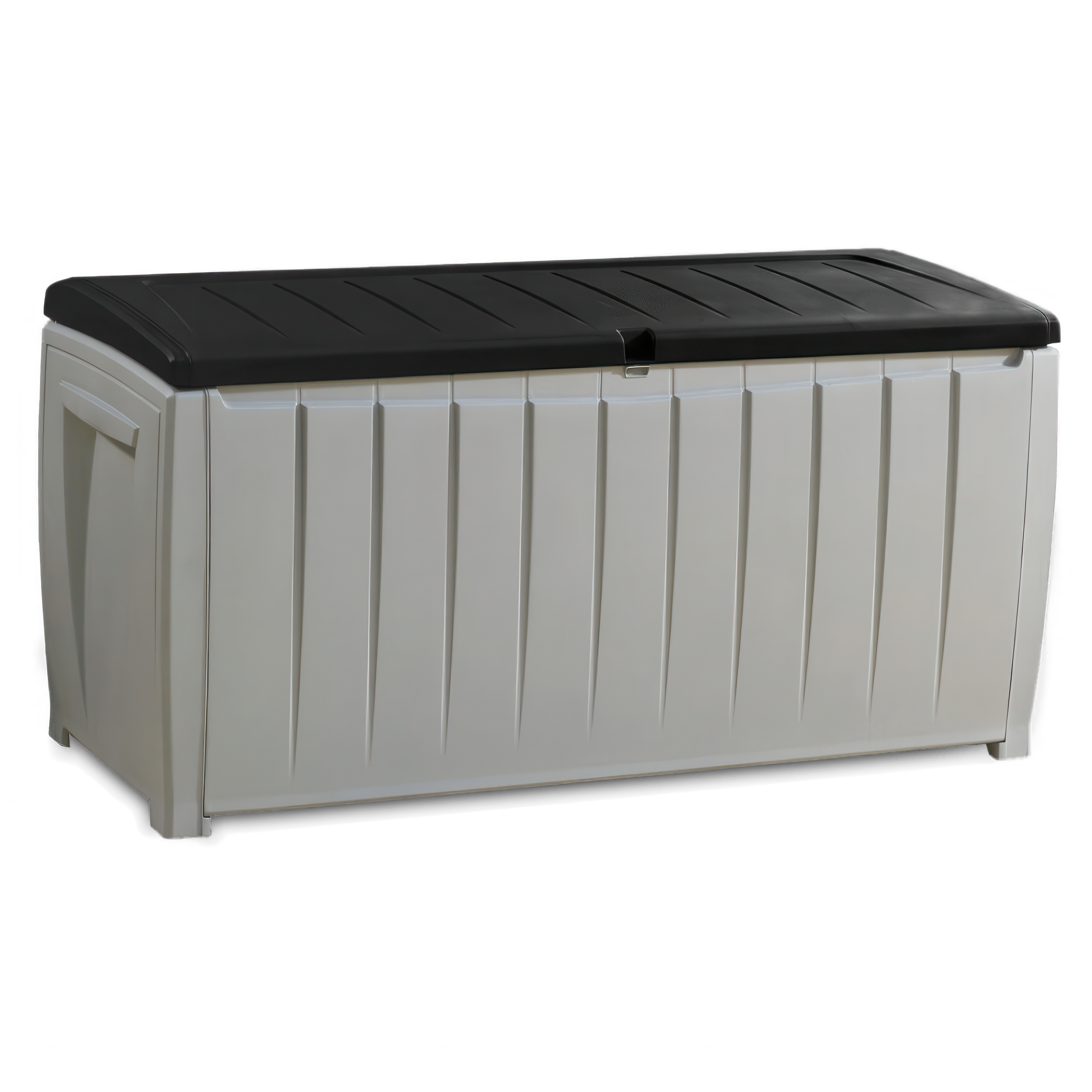 szara skrzynia balkonowa z czarną pokrywą NOVEL STORAGE BOX 
