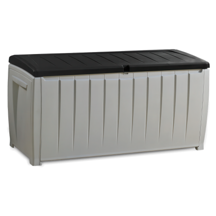 szara skrzynia balkonowa z czarną pokrywą NOVEL STORAGE BOX