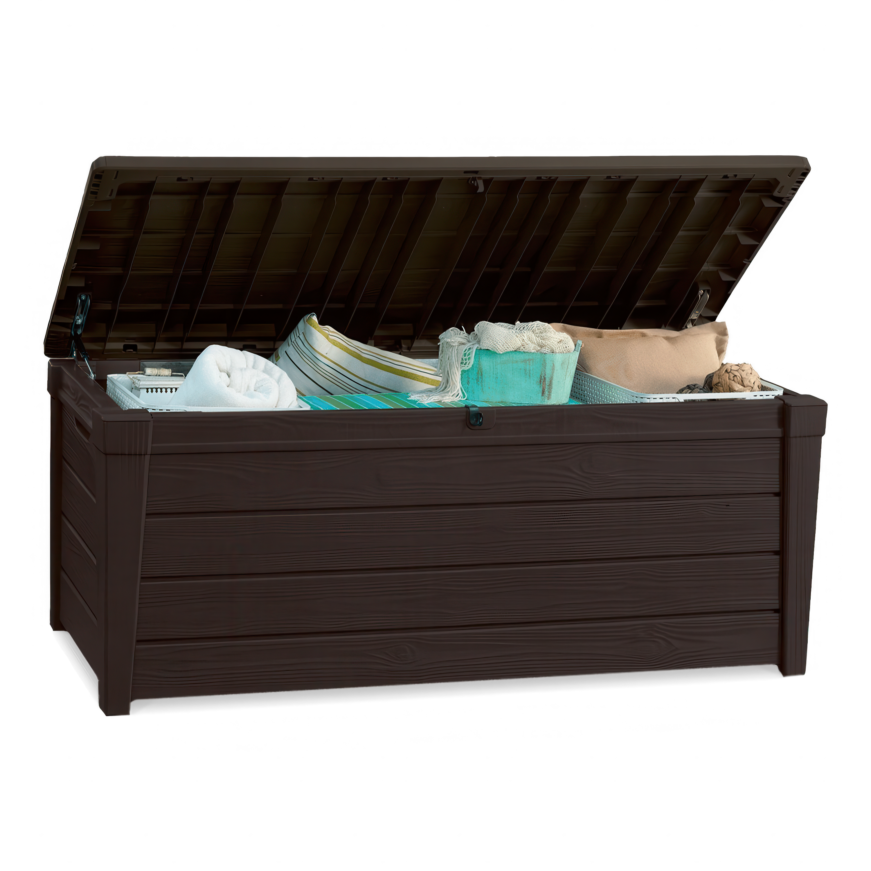 Skrzynia z siedziskiem Keter BRIGHTWOOD BOX 455L w odcieniach brązu
