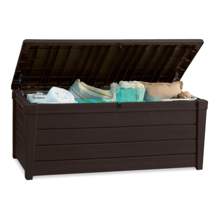 Skrzynia z siedziskiem Keter BRIGHTWOOD BOX 455L w odcieniach brązu
