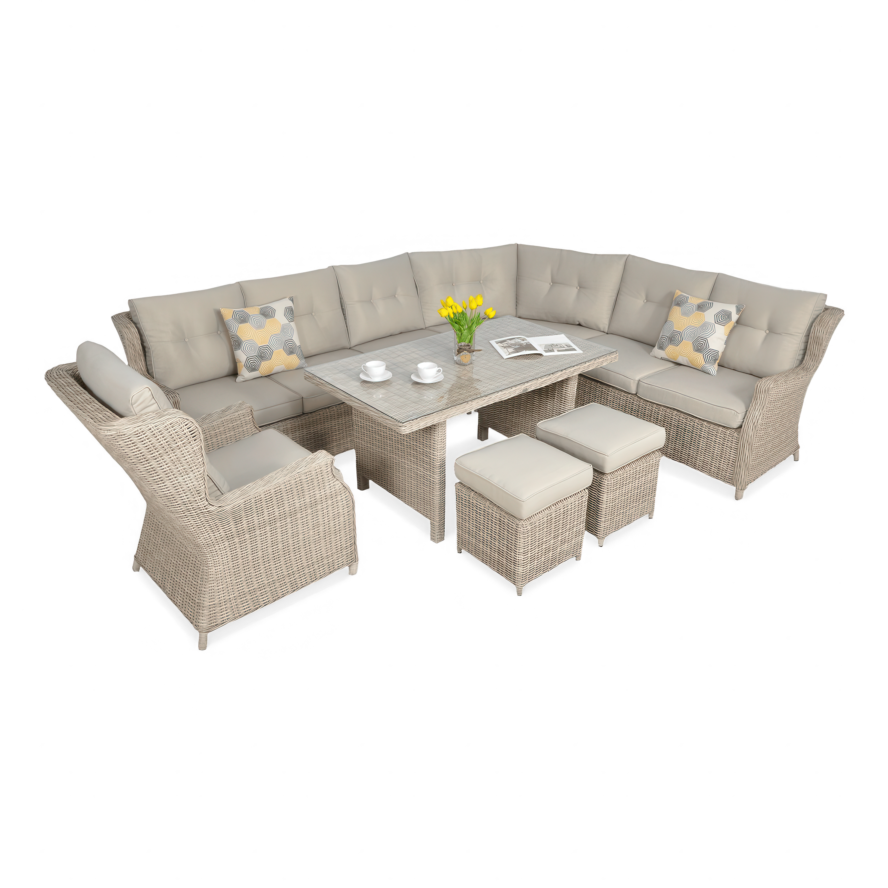 Narożnik z technorattanu TRIVENTO DINING Light Beige