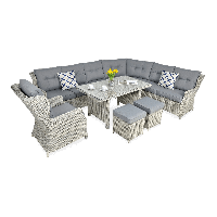 Narożnik z technorattanu TRIVENTO DINING White Grey