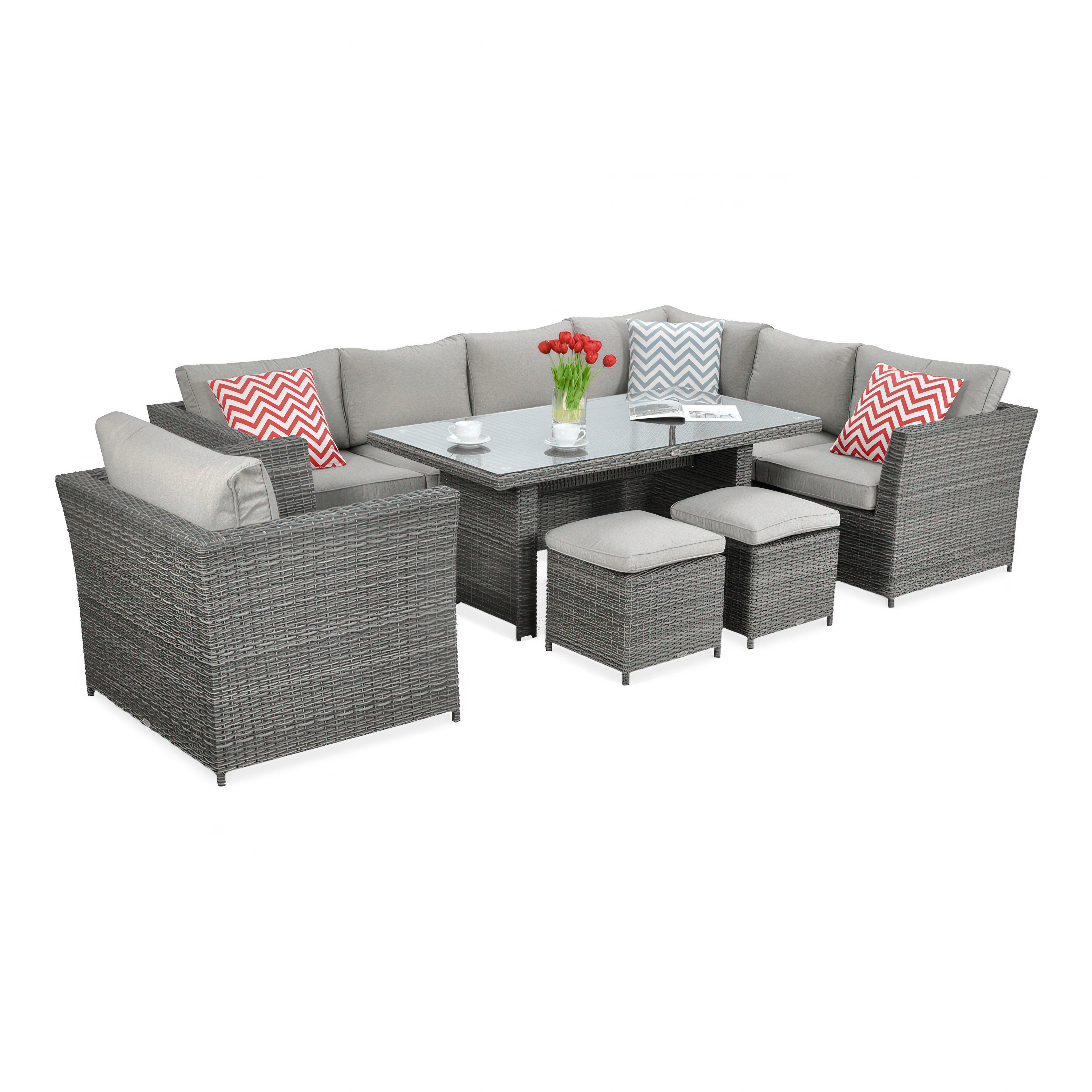  OUTLET 075 Sofa technorattanowa + fotel MONIZ DINING PLUS Dark Grey