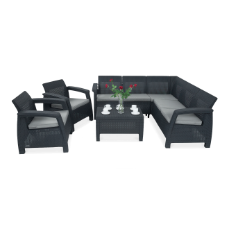 Narożnik ogrodowy CORFU RELAX DUO SET Graphite