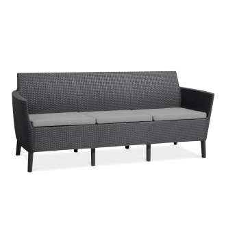 Sofa ogrodowa pokryta strukturą przypominającą rattan SALEMO w kolorze grafitu