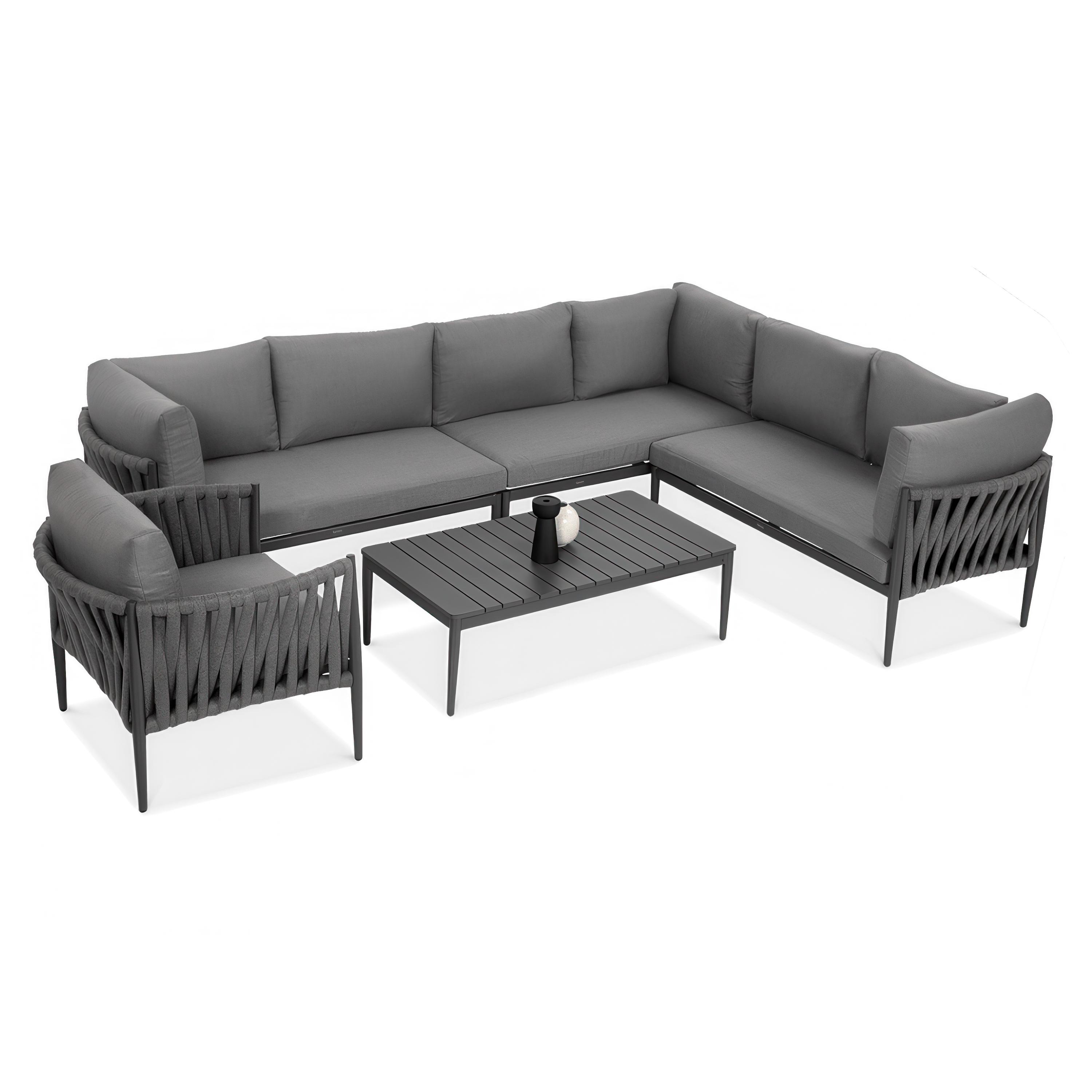 Narożnik ogrodowy aluminiowy MONZA Caffe + fotel Grey - FURRORE