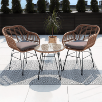 Stół i krzesła na balkon KUBU 2+1, Beige - Bjørkka
