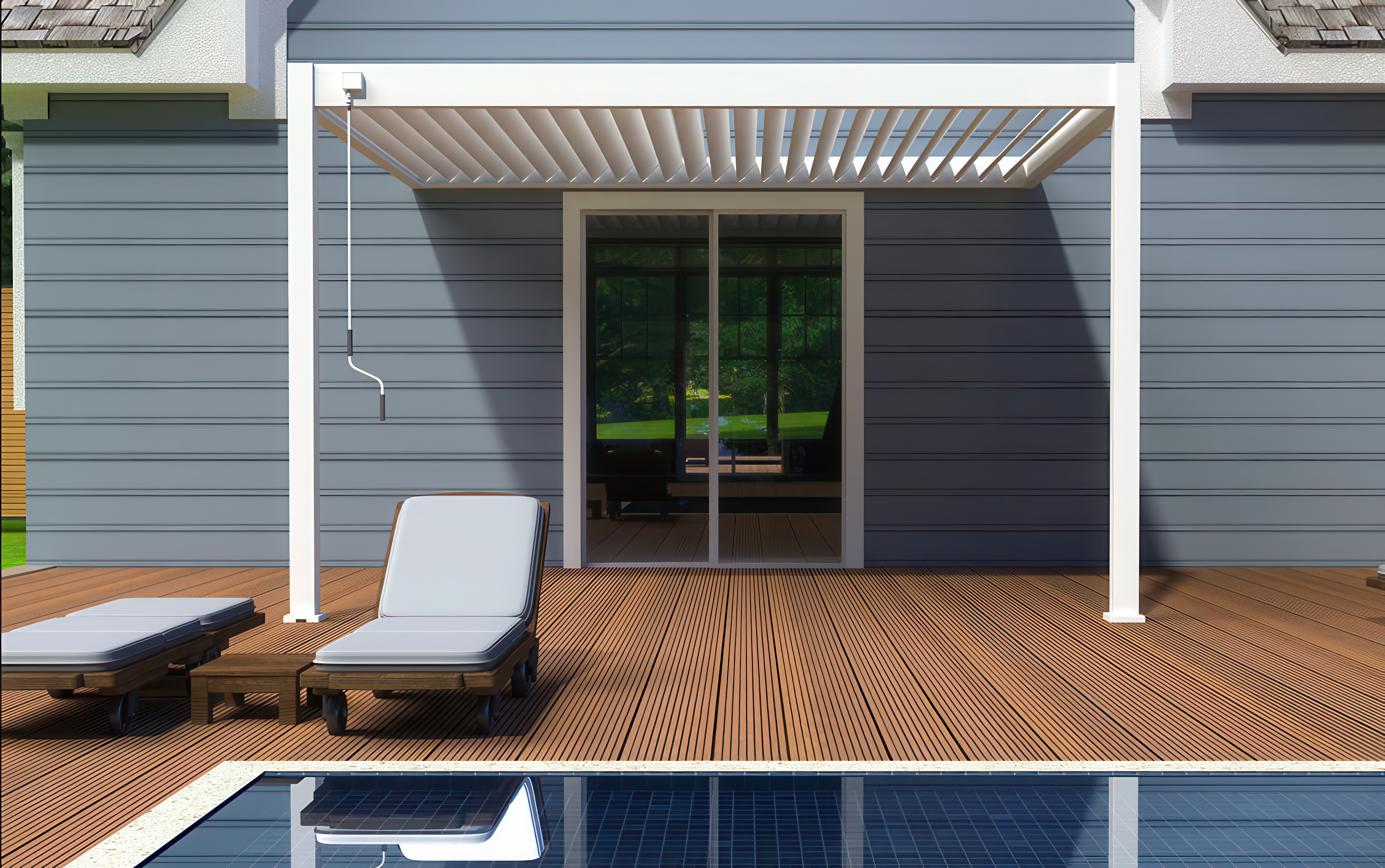 Przyścienna pergola ELEGANCE WALL 3x4 White - Gutroof 