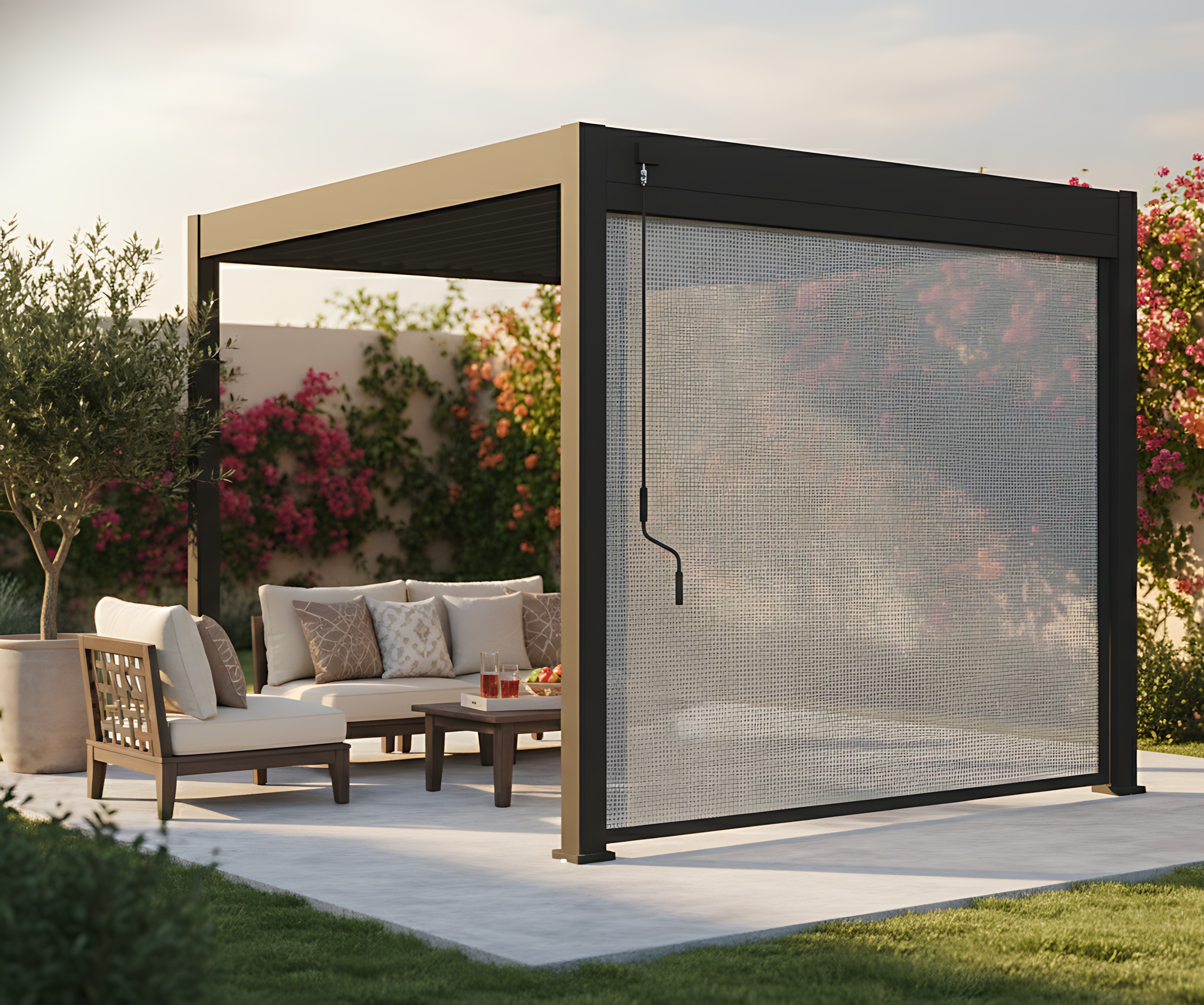Aranżacja rolety opuszczanej do pergoli elegance/deluxe/fusion  2.65 m od Gutroof