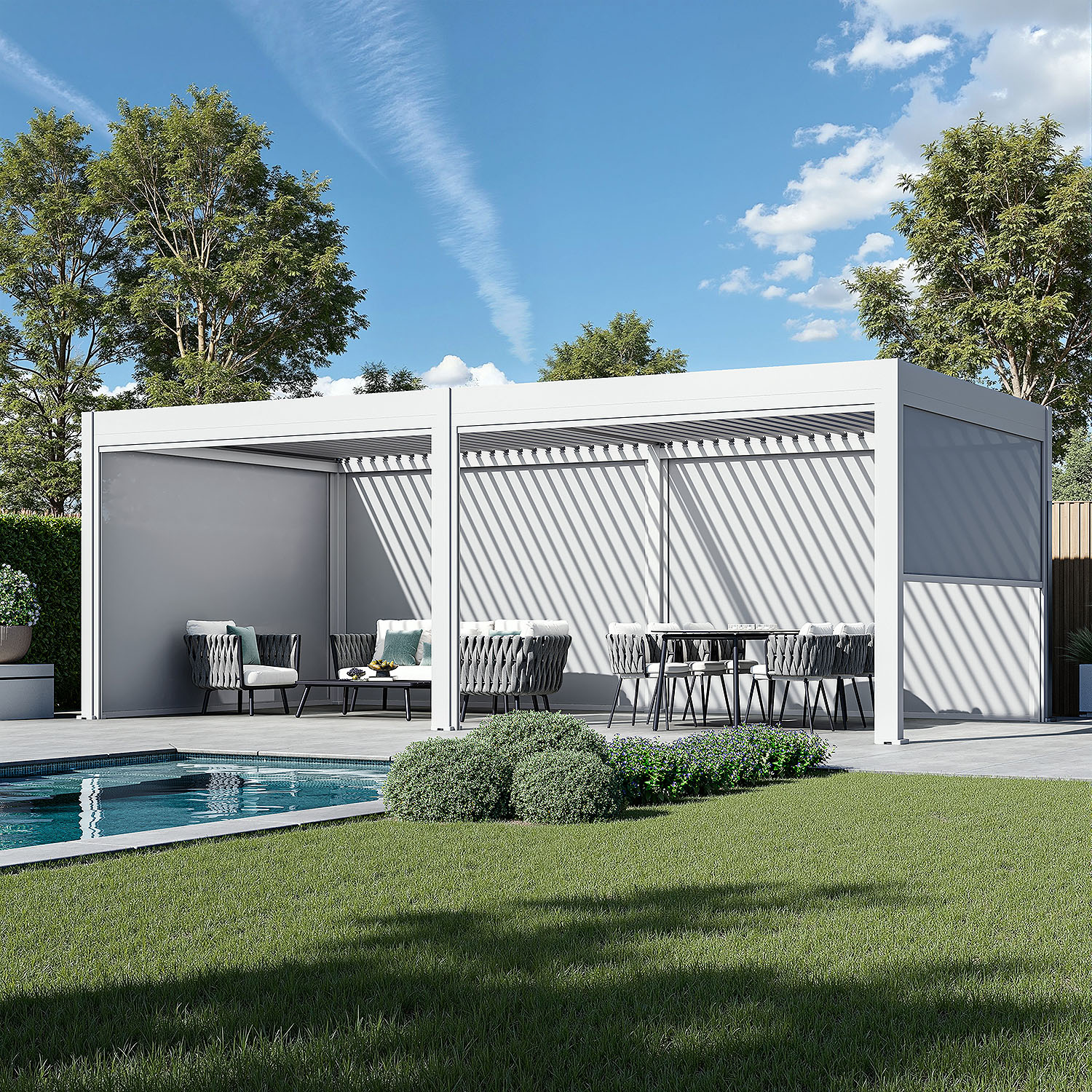 Roleta opuszczana automatyczna do pergoli ELEGANCE/DELUXE/FUSION 3.6m White - Gutroof