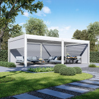 Elektryczna opuszczana roleta do pergoli ELEGANCE/DELUXE/FUSION 4m White - Gutroof