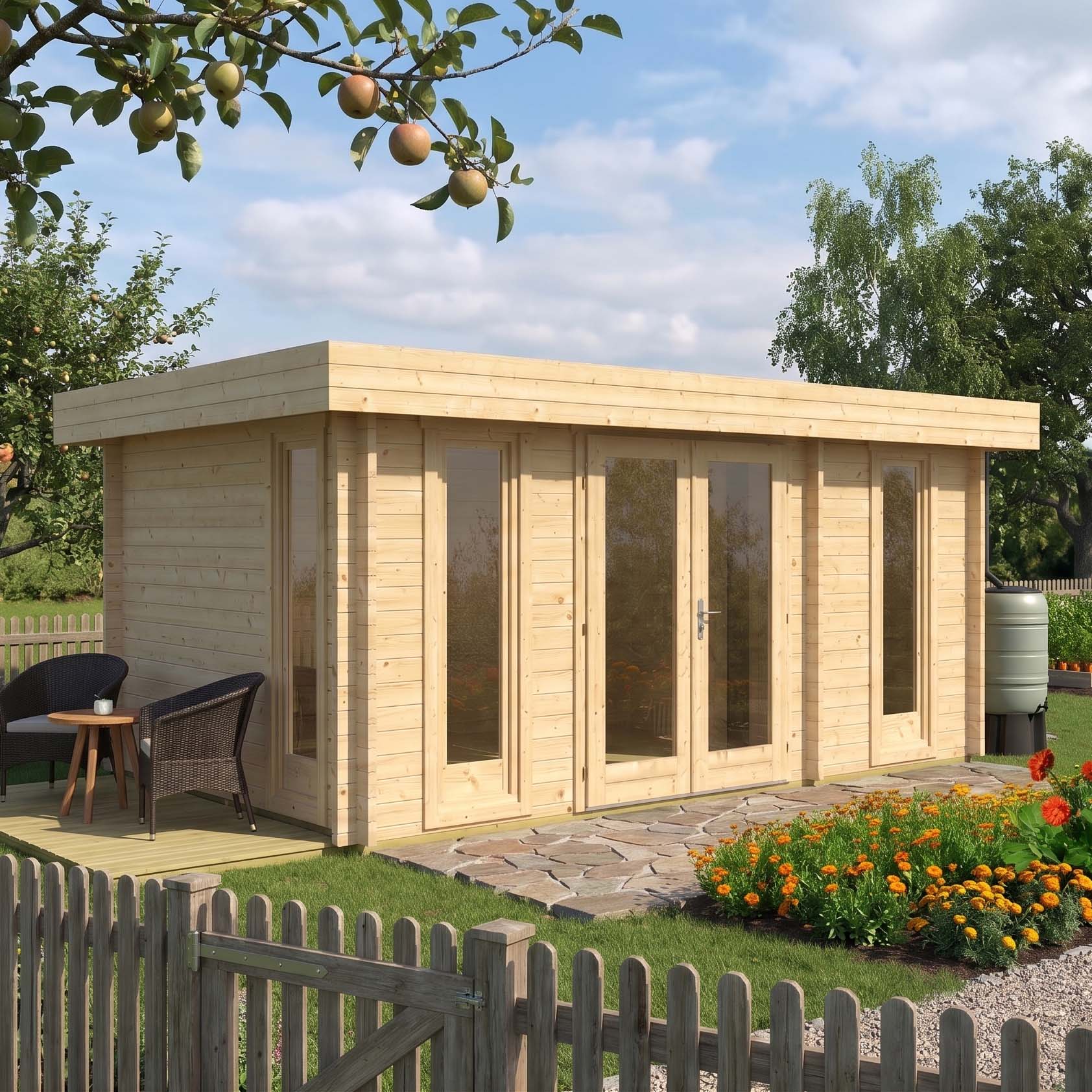 Drewniany domek z płaskim dachem Zann 470x320cm - Nordenwood  