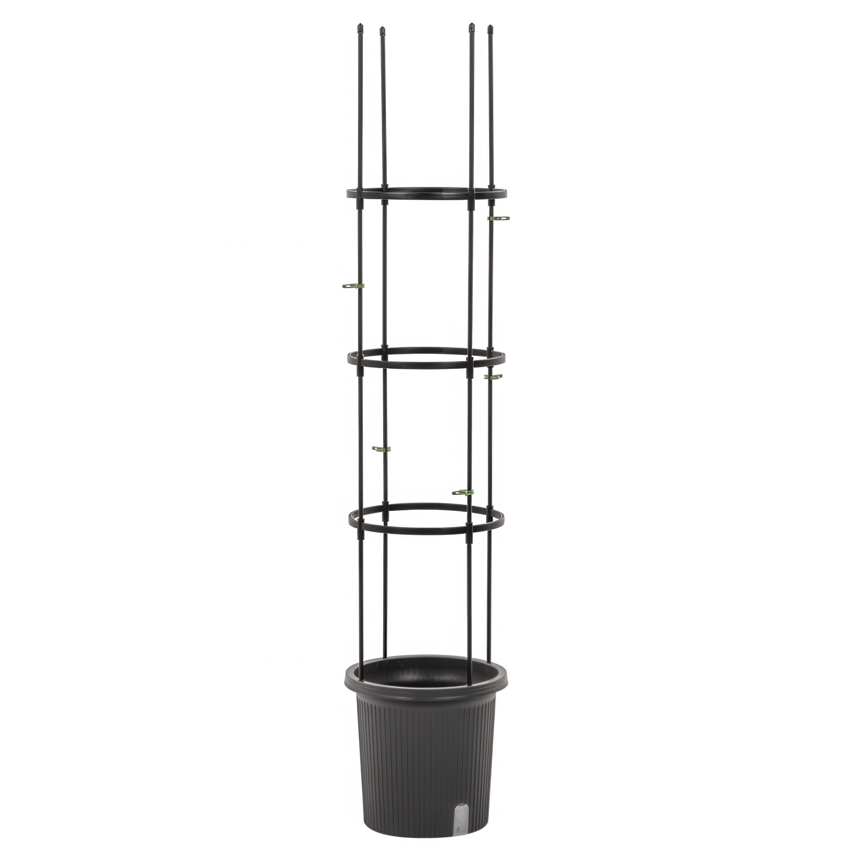 Pełny widok na doniczkę ze stojakiem do uprawy pomidorów TOMATO TUBE 8x28x148cm - CULTIVO
