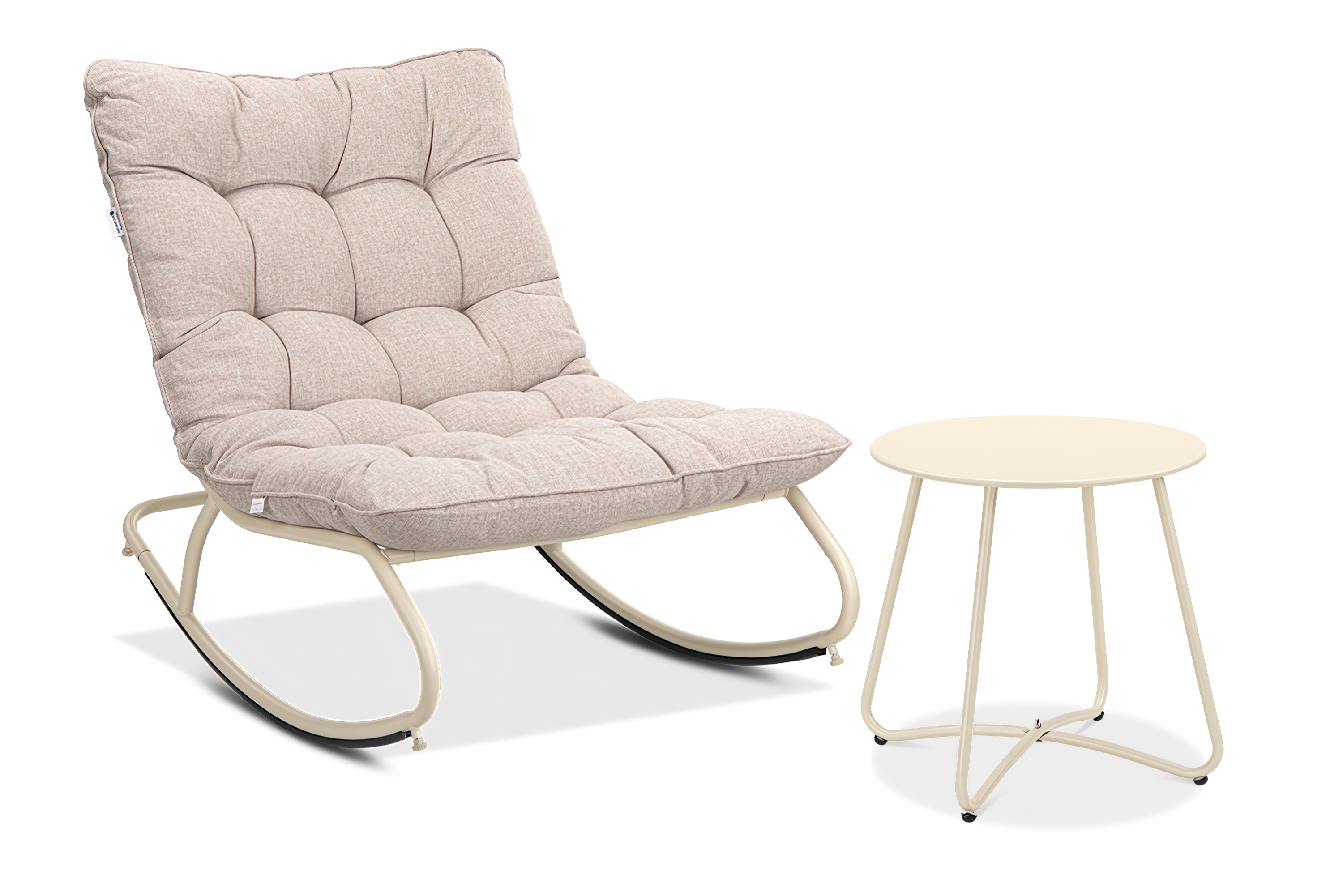 Fotel bujany tarasowy AGAVA z stolikem ART Light Beige - zdjecie bez tla