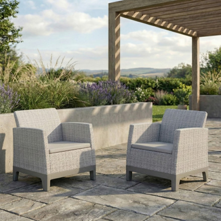 2 Fotele SCANDI FORMA DUO z poduszkami Beige - Keter