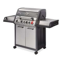 grill gazowy z palnikiem w kolorze srebrnym