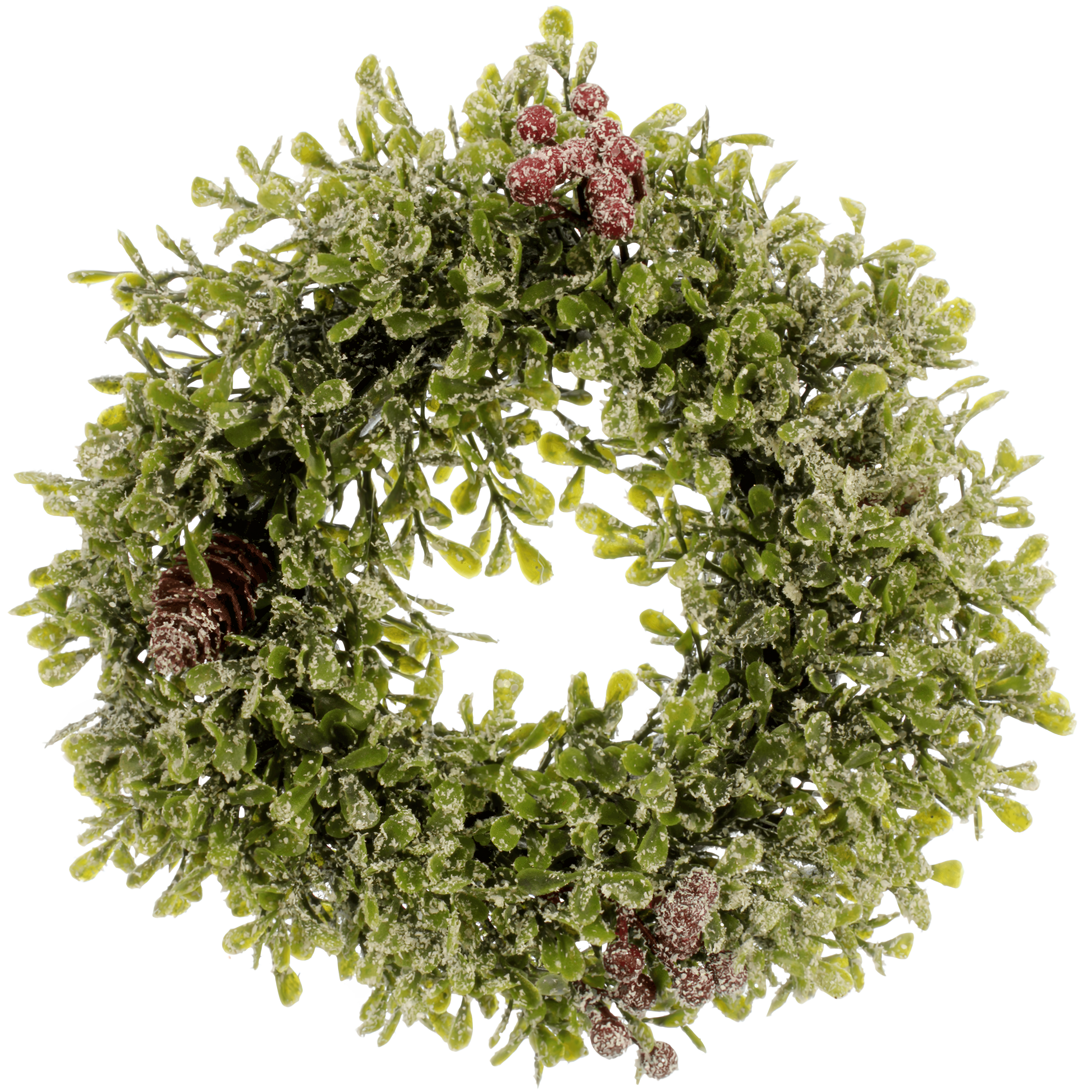 Wianek z bukszpanu GLORIAFIR śnieżony, średnica 20cm