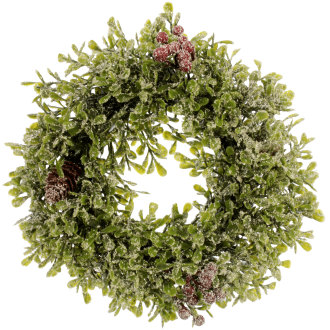 Wianek z bukszpanu GLORIAFIR śnieżony, średnica 20cm