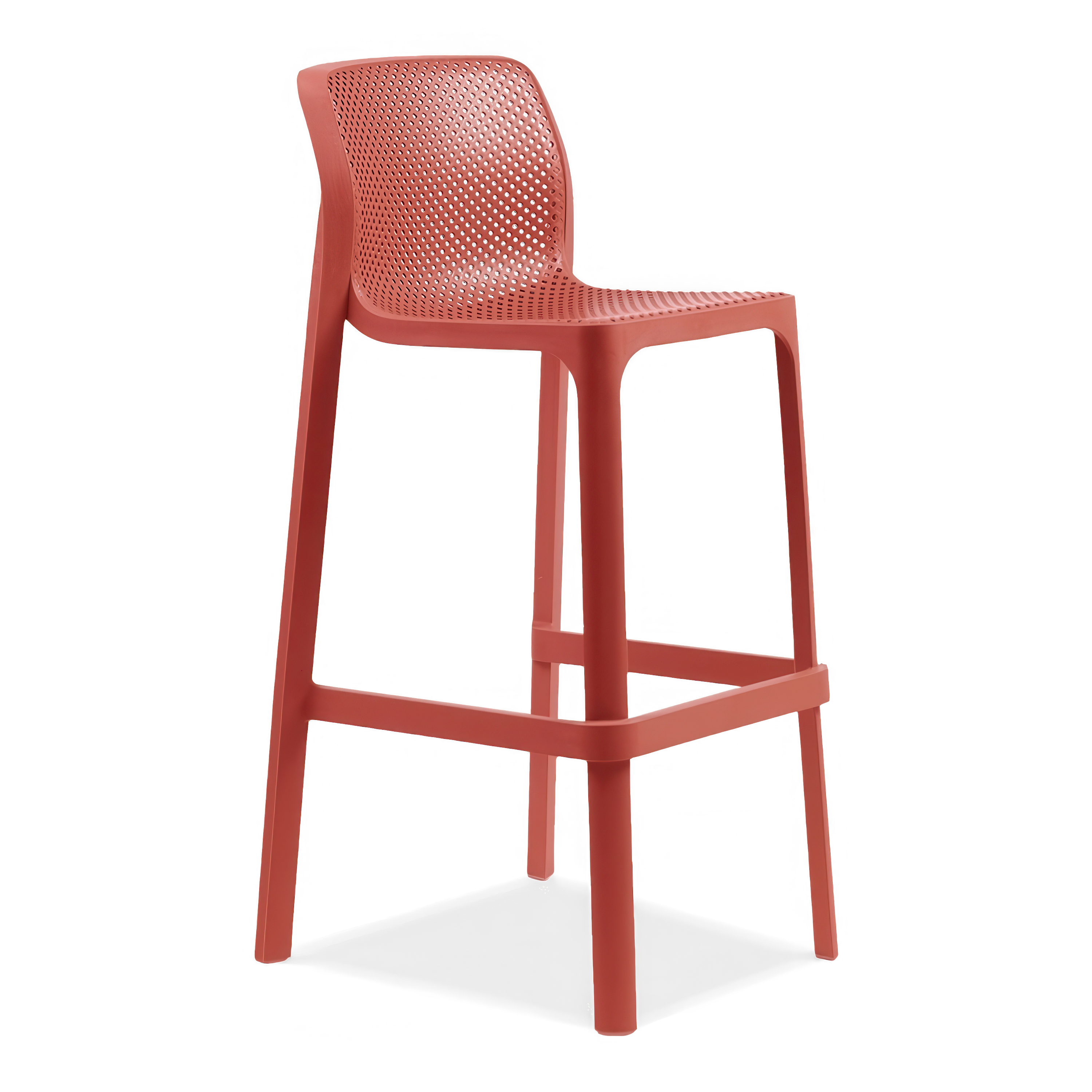 Hoker Nardi NET STOOL Corallo w kolorze koralowym z perforowanym siedziskiem i oparciem