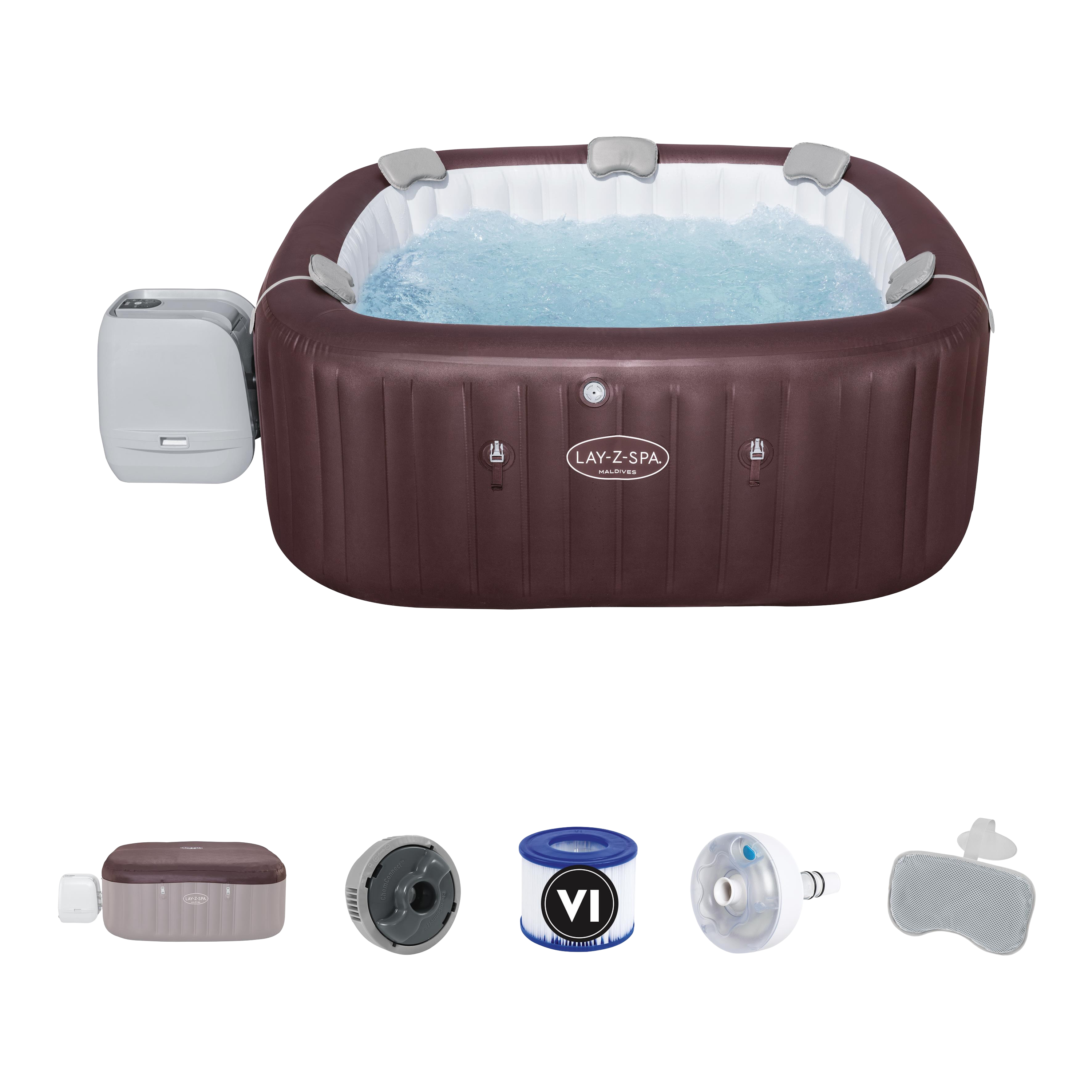 Jacuzzi dmuchane LAY-Z-SPA Maldives Smart HydroJet Pro w kolorze brązowym z masażem dla 5-7 osób