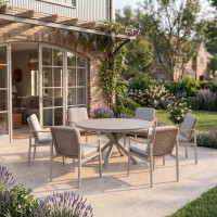 Komplet mebli ogrodowych dla 6 osób VELORA DINING Beige - BJORKKA