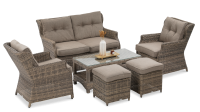 Meble z technorattanu TRIVENTO 2 + PUFY Brown