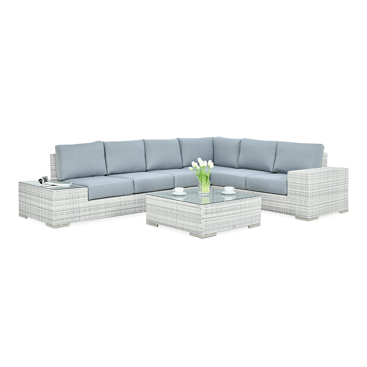 Narożnik technorattan AVOCADO White Grey