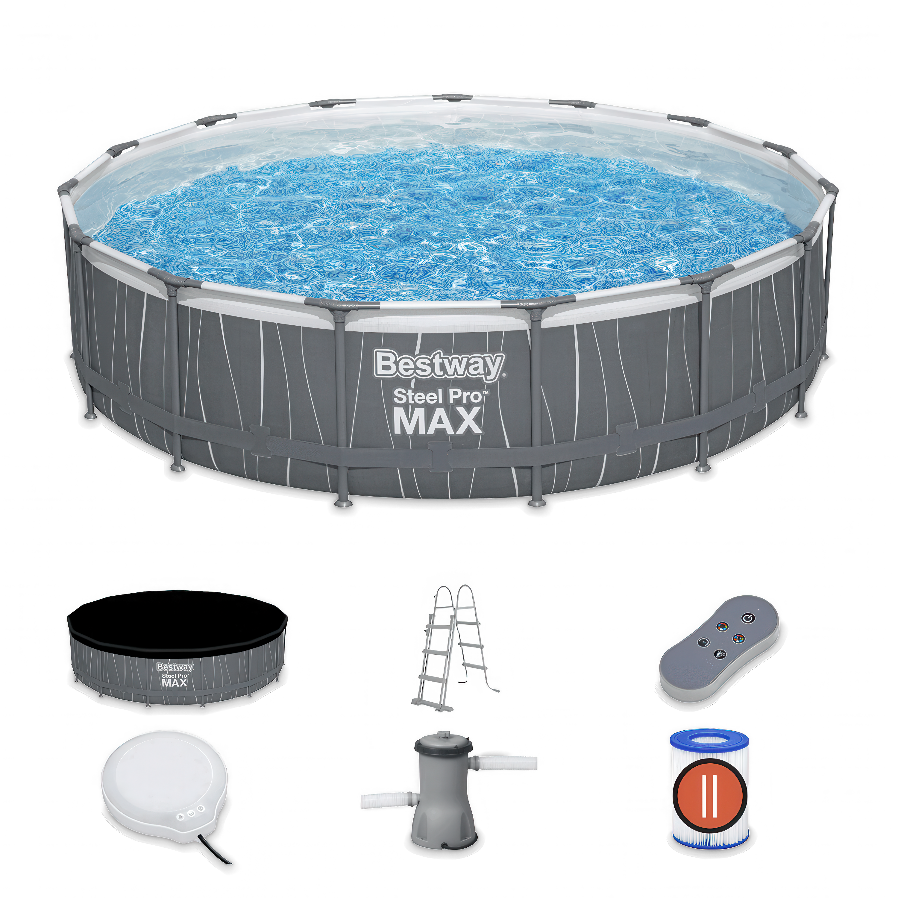 Okrągły basen STEEL PRO MAX 4,5x1m z akcesoriami