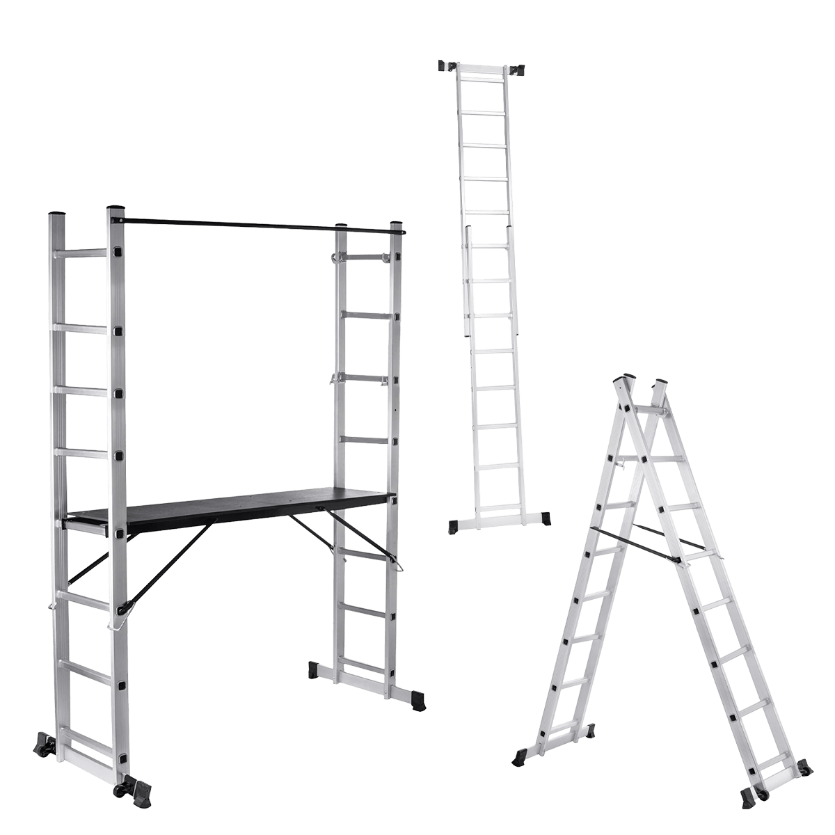 Różne konfiguracje rusztowania drabinowego aluminiowego 2x8 – HARDMAISTER