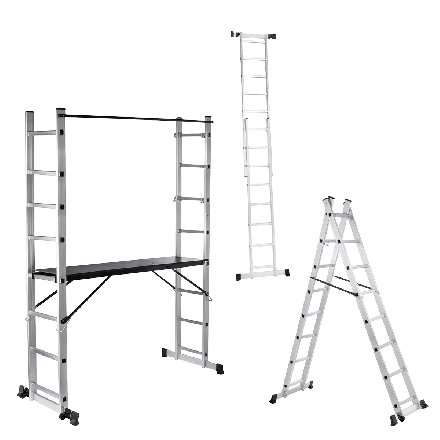 Różne konfiguracje rusztowania drabinowego aluminiowego 2x8 – HARDMAISTER