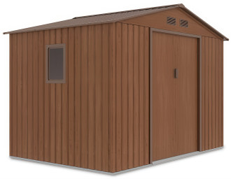 Widok na boczną ścianę z oknem domku na narzędzia Hudson 277x191cm - Hardmaister