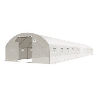 duży tunel foliowy z podwójnymi drzwiami, biały, 4x10x2 - 40m2