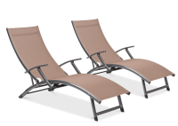 Zestaw leżaków ogrodowych aluminiowych RELAX Taupe 2 szt.