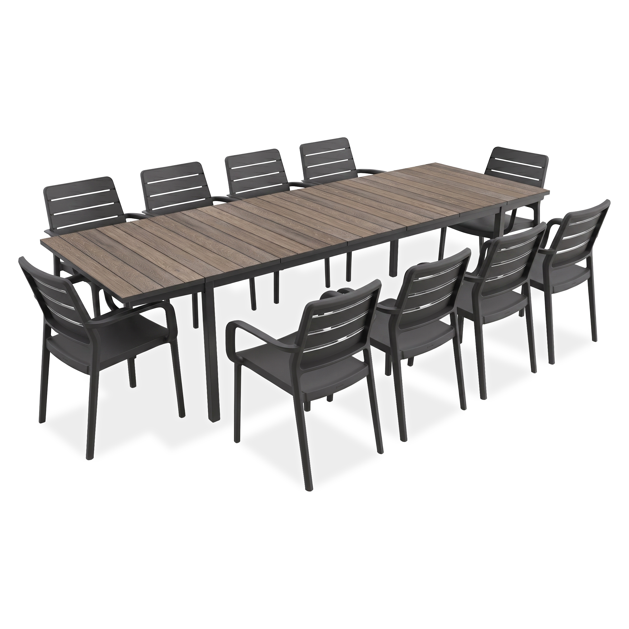 Zestaw mebli do ogrodu PORTO 10+1 GRAPHITE/BL ASHWOOD 200-280cm - KETER