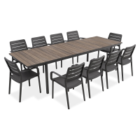 Zestaw mebli do ogrodu PORTO 10+1 GRAPHITE/BL ASHWOOD 200-280cm - KETER