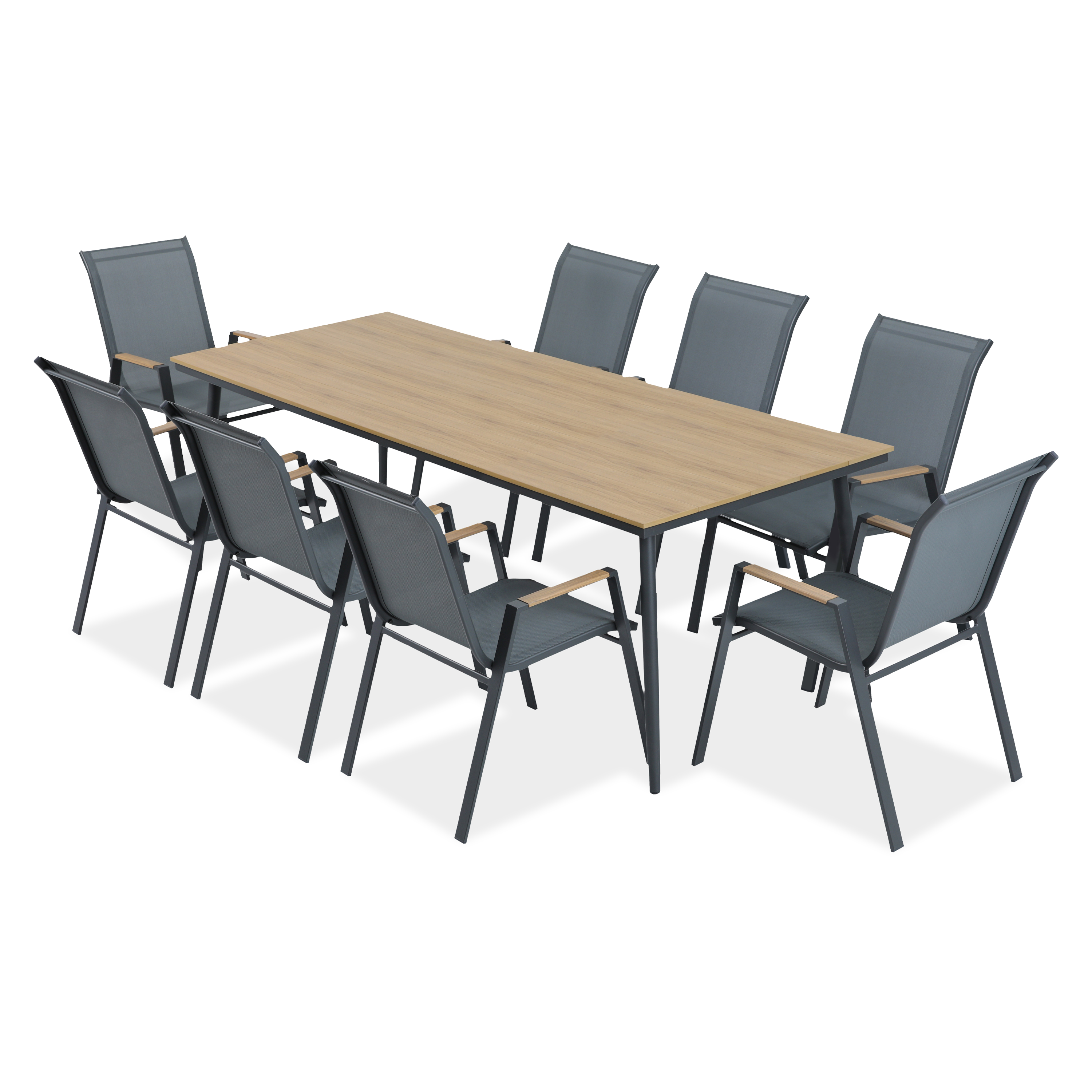 Zestaw mebli jadalnianych do ogrodu NOVA DINING 8+1 Dark Grey - Bjørkka