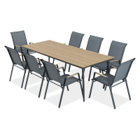 Zestaw mebli jadalnianych do ogrodu NOVA DINING 8+1 Dark Grey - Bjørkka