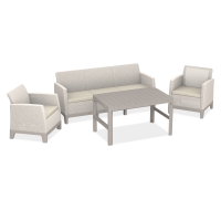 Zestaw meblowy dla 5 osób SCANDI FORMA 3-osobowa sofa i 2 fotele Beige - Keter