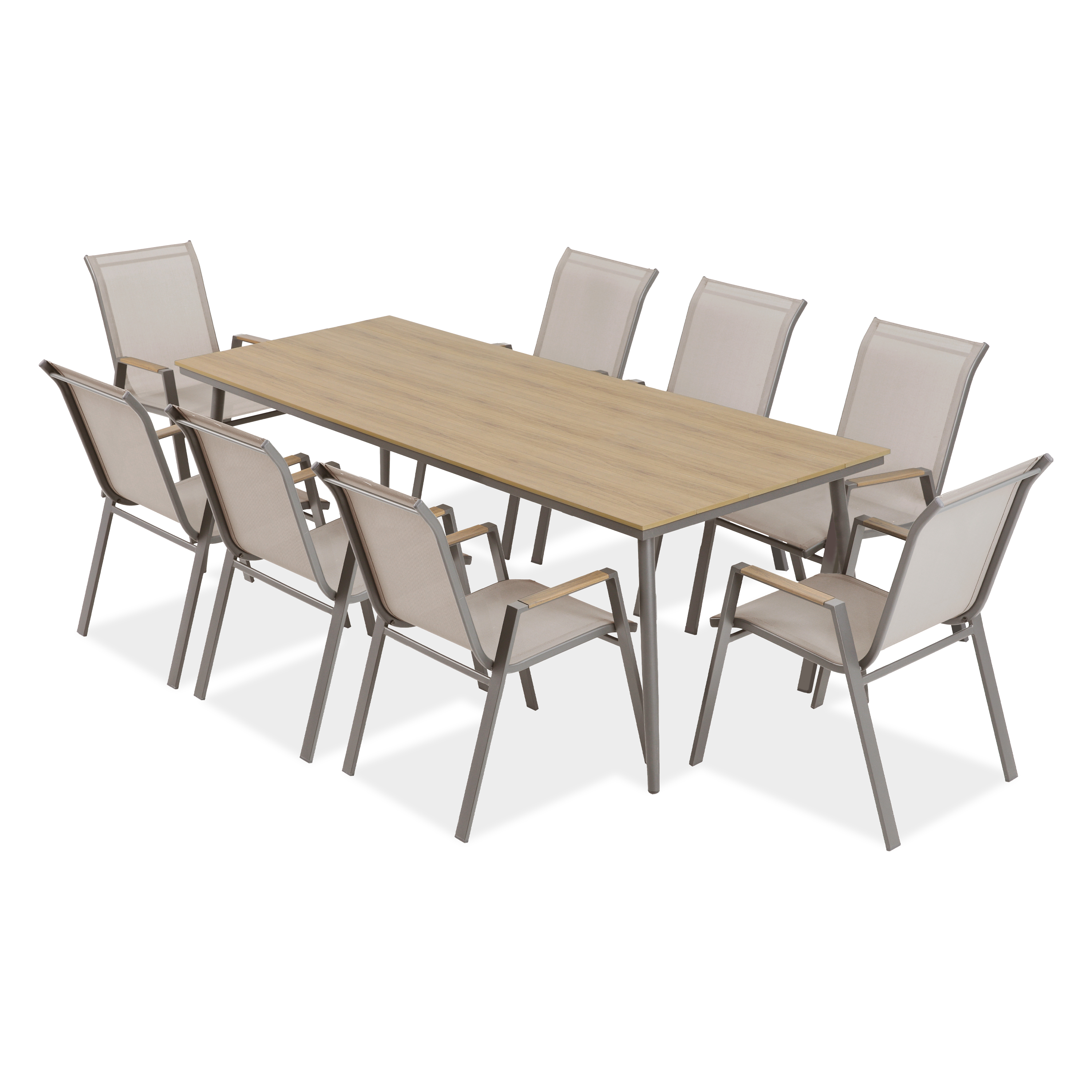 Zestaw mebli jadalnianych na taras NOVA DINING 8+1 Taupe - Bjørkka