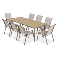 Zestaw mebli jadalnianych na taras NOVA DINING 8+1 Taupe - Bjørkka