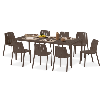 Zestaw mebli Nardi Tiberina Bistrot/Tevere 147 8+1 w kolorze Terra z nakrytym stołem i owocami