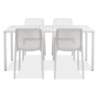 Zestaw tarasowy BIT/CUBE 4 krzesła + stół 140 cm Bianco - NARDI