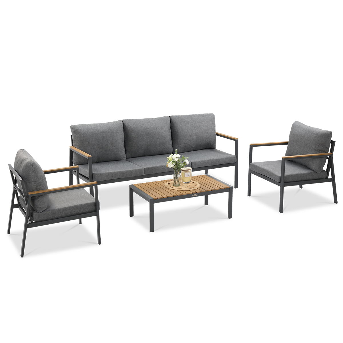 Zestaw mebli ogrodowych EDISON CAFFE Dark Grey - Bjørkka