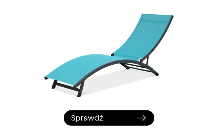 niebieski, aluminiowy leżak plażowy