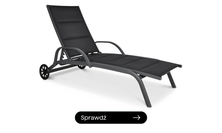antracytowy leżak plażowy na kółkach