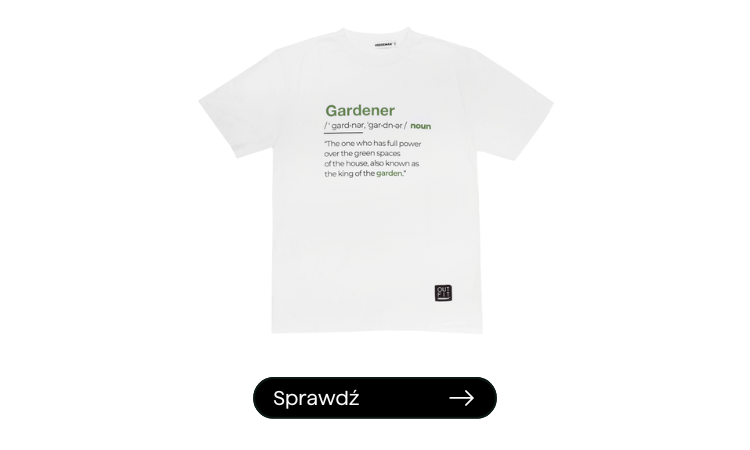 biały t-shirt z napisami do pracy w ogrodzie