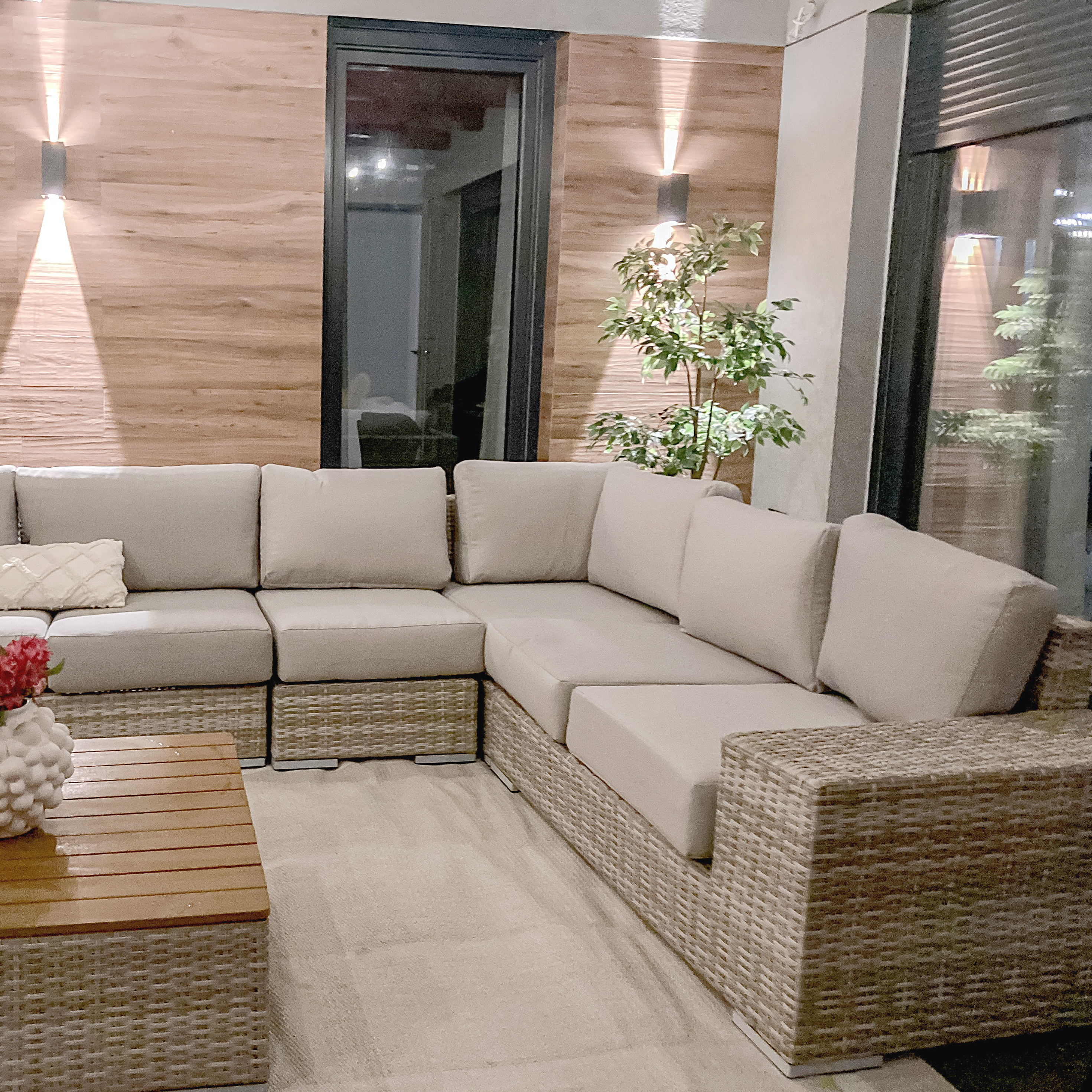 Narożnik technorattan AVOCADO WOOD Beige zdjęcie realizacji 3