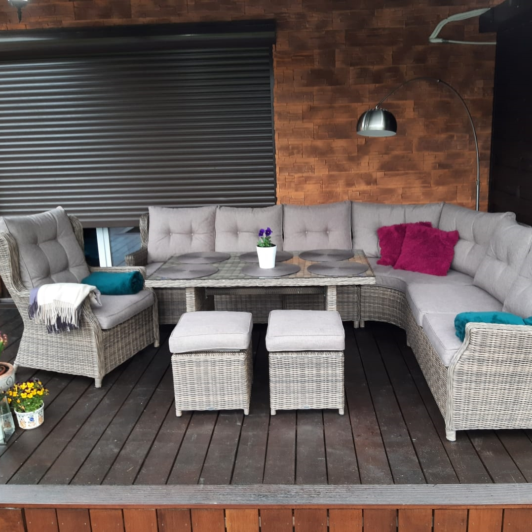 Narożnik z technorattanu TRIVENTO DINING White Grey zdjęcie realizacji 1