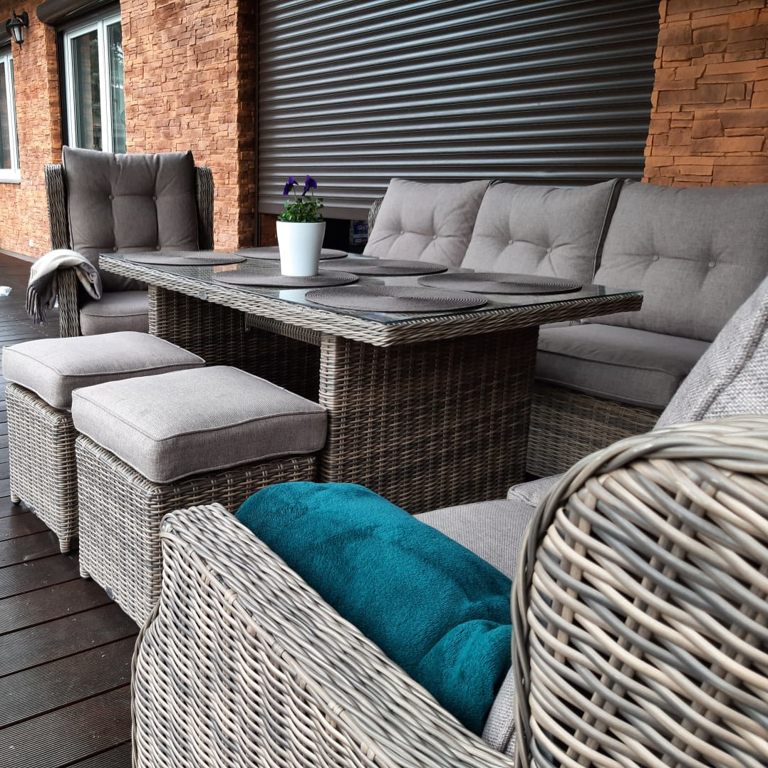 Narożnik z technorattanu TRIVENTO DINING White Grey zdjęcie realizacji 4