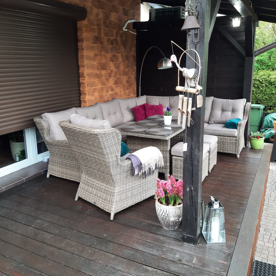 Narożnik z technorattanu TRIVENTO DINING White Grey zdjęcie realizacji 6